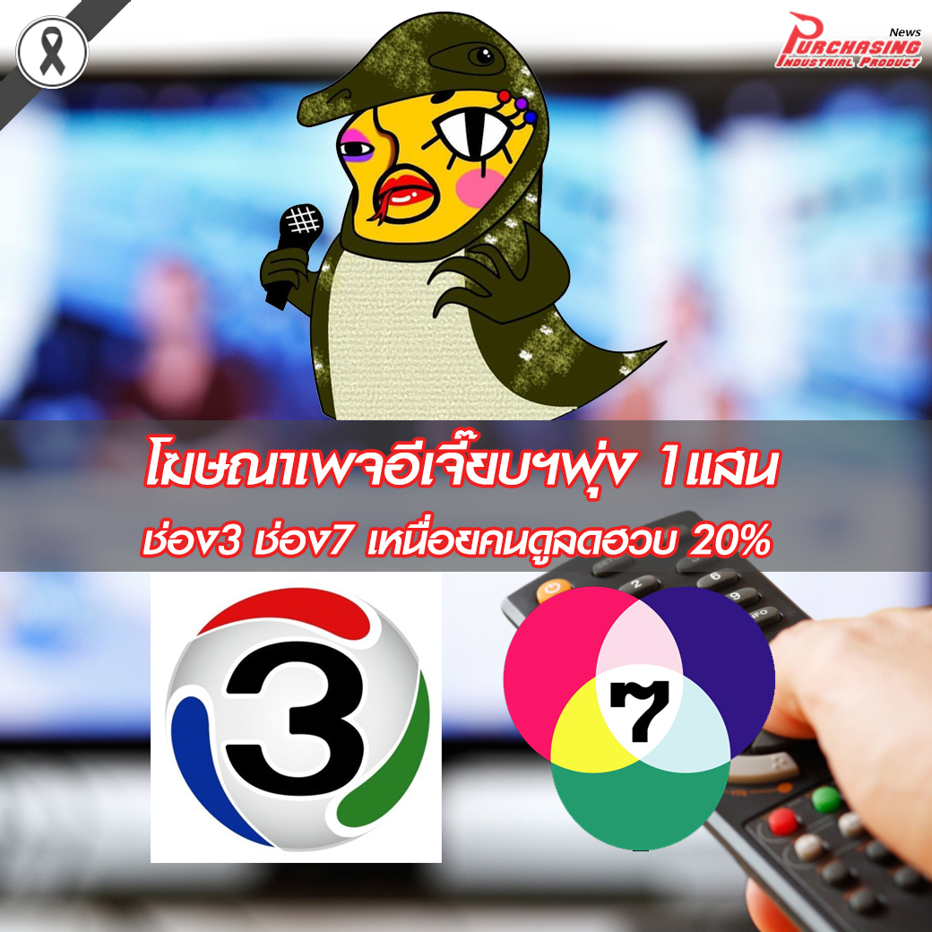 ช่อง3 ช่อง7 เหนื่อยคนดูลดฮวบ 20% โฆษณาเพจอีเจี๊ยบฯพุ่ง1แสนบาท